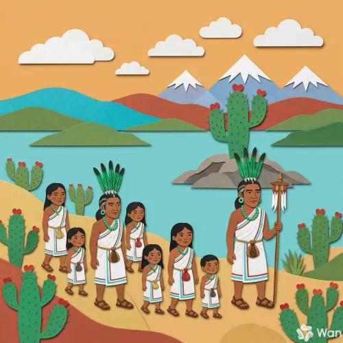 El pueblo mexica caminando en busca de un lugar para vivir