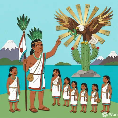 La visión de un águila parada sobre un nopal devorando una serpiente