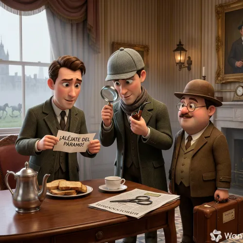 Sir Henry Baskerville, joven, recibe en Londres una nota misteriosa hecha con letras recortadas