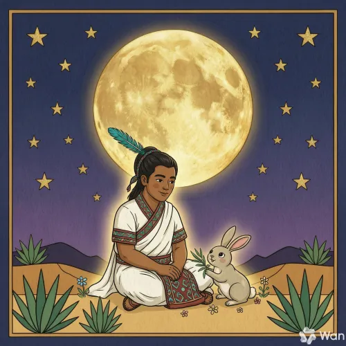 El conejito ofreciendo su hierba a Quetzalcóatl