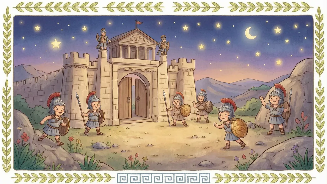 Los soldados griegos abren las grandes puertas de Troya
