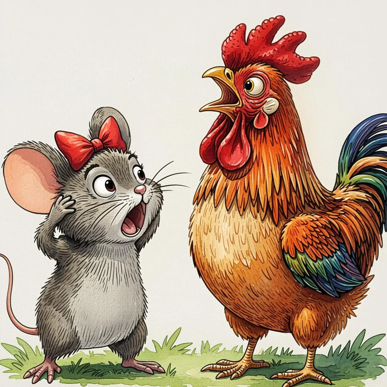 La ratita se tapa las orejitas asustada por los fuertes sonidos de los animales
