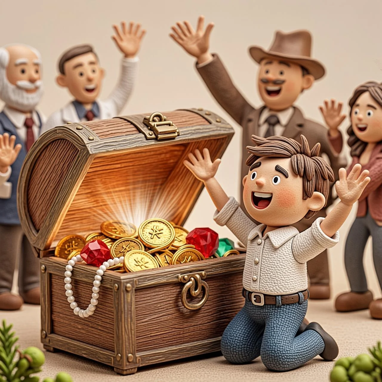 Un cofre abierto lleno de monedas de oro y joyas brillantes