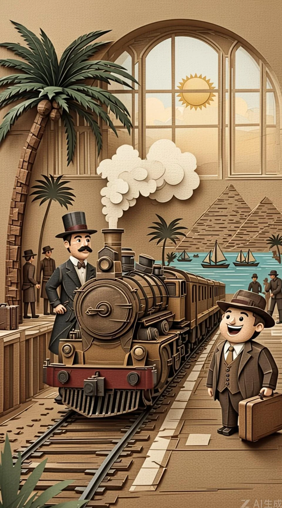 El detective Fix observa con sospecha al señor Fogg en el puerto de Suez, en Egipto