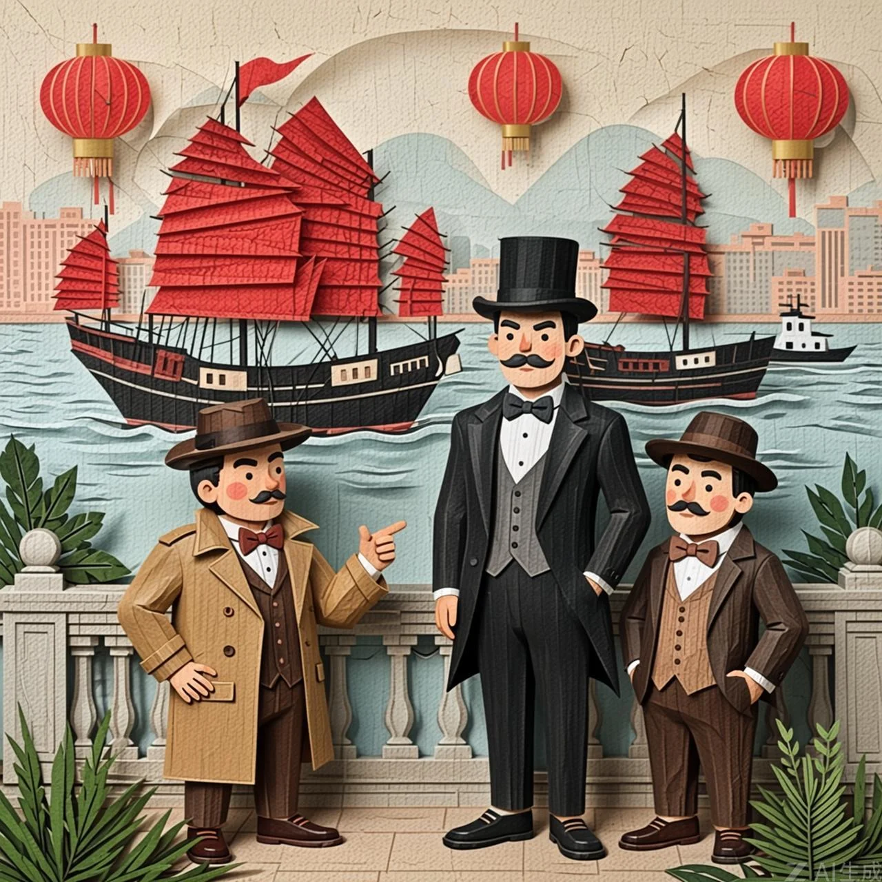 El bullicioso puerto de Hong Kong lleno de barcos mientras el detective Fix trama un plan